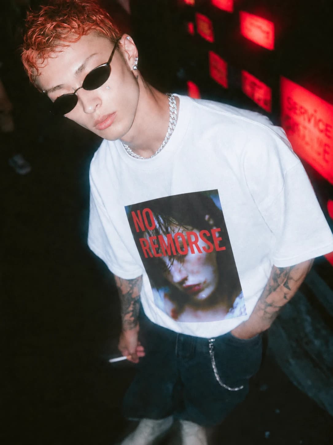 NO REMORSE — white, front, styled look