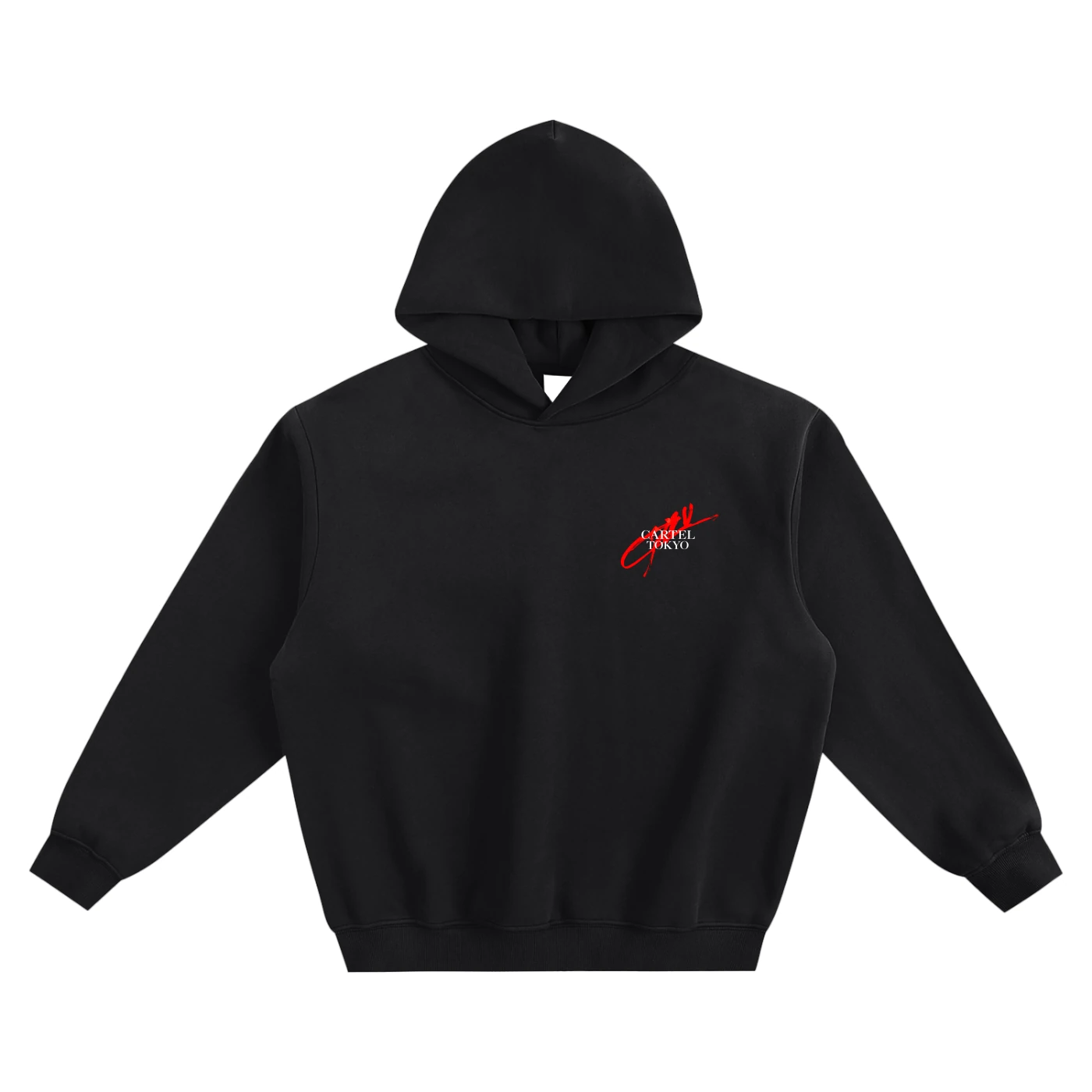 RED BRUSH HOODIE — black, front, product view