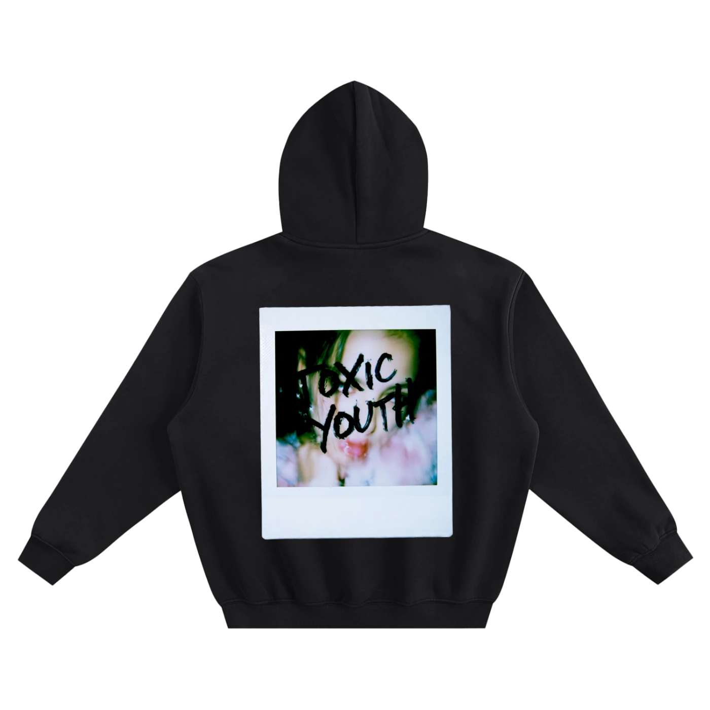 TOXIC YOUTH HOODIE — black, back, product view
